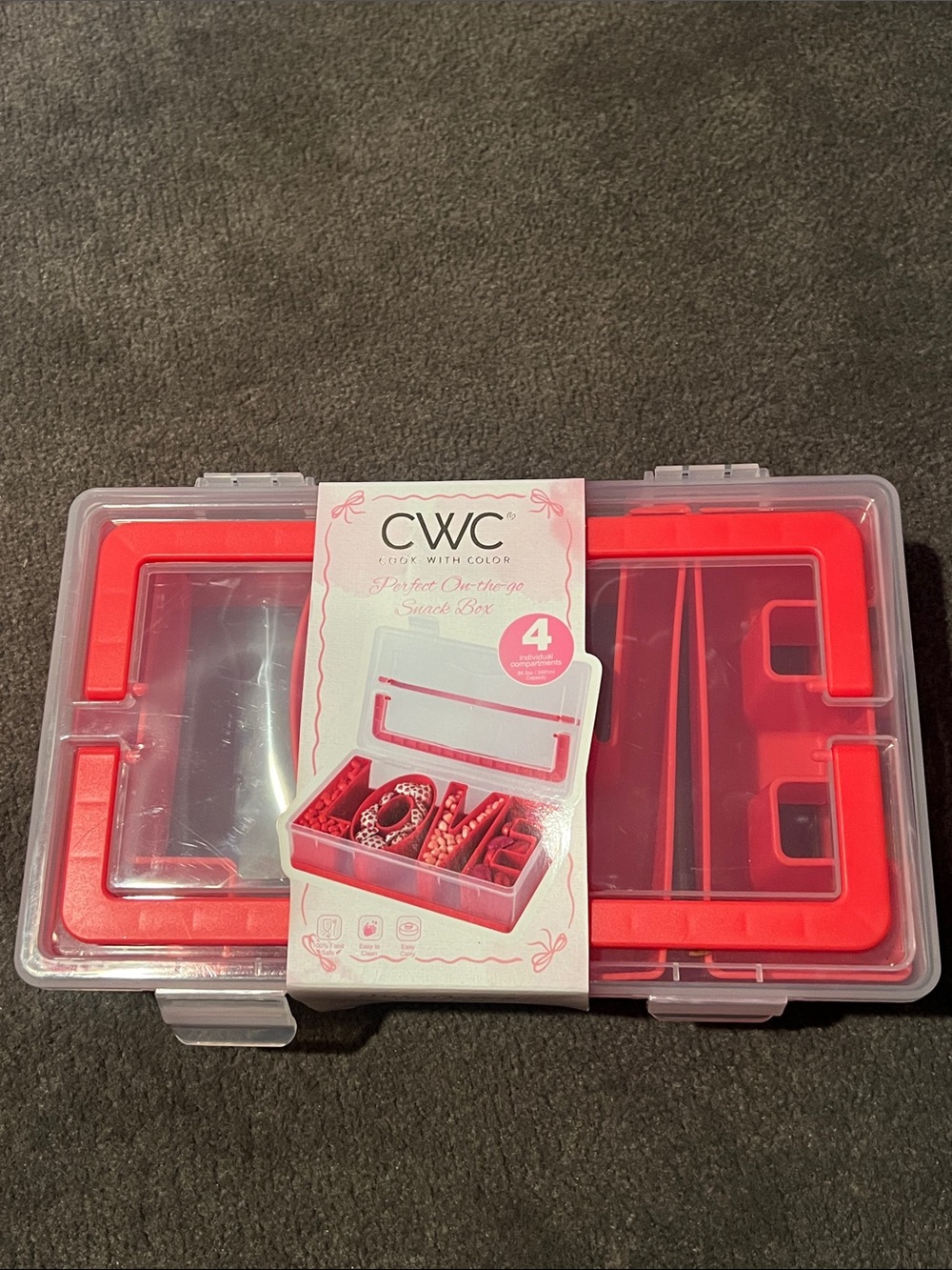 CW-X Pink Portable Organizer Box with 4 Compartments